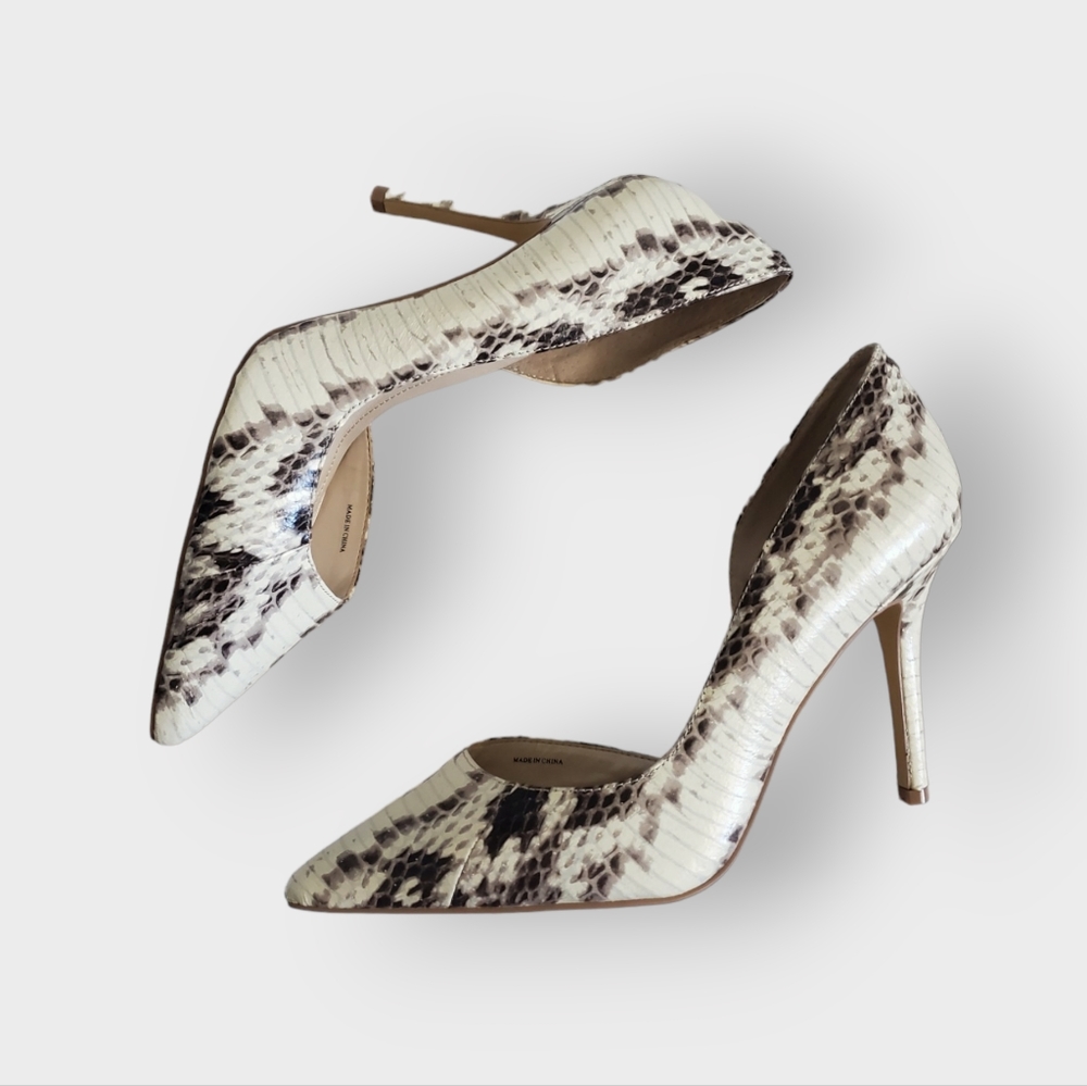 White House Black Market, Exotic-Print Leather D'Orsay Heels - Picture 5 of 6
